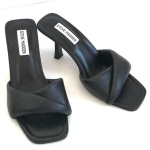 Steve Madden Black Leather Sandals Mules 9.5